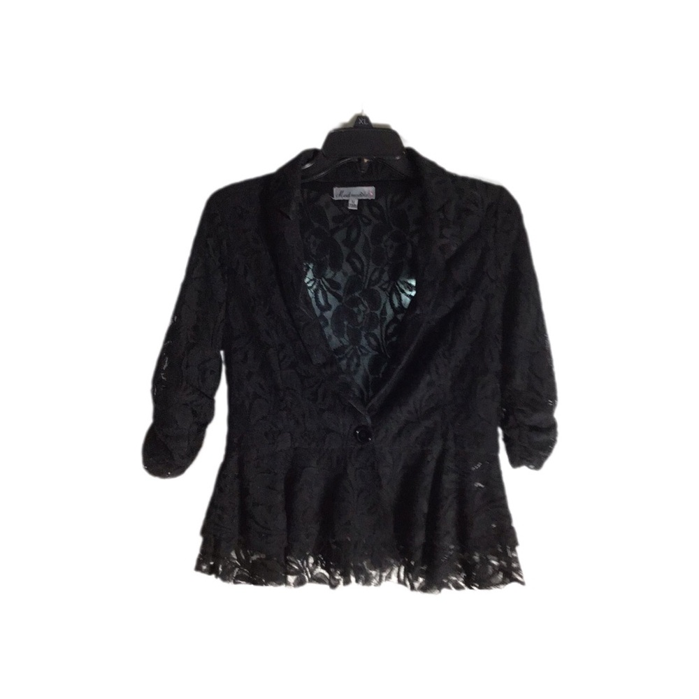 Vintage whimsygoth Mad Modele Lace Jacket,medium,One Button Peplum,Fairy